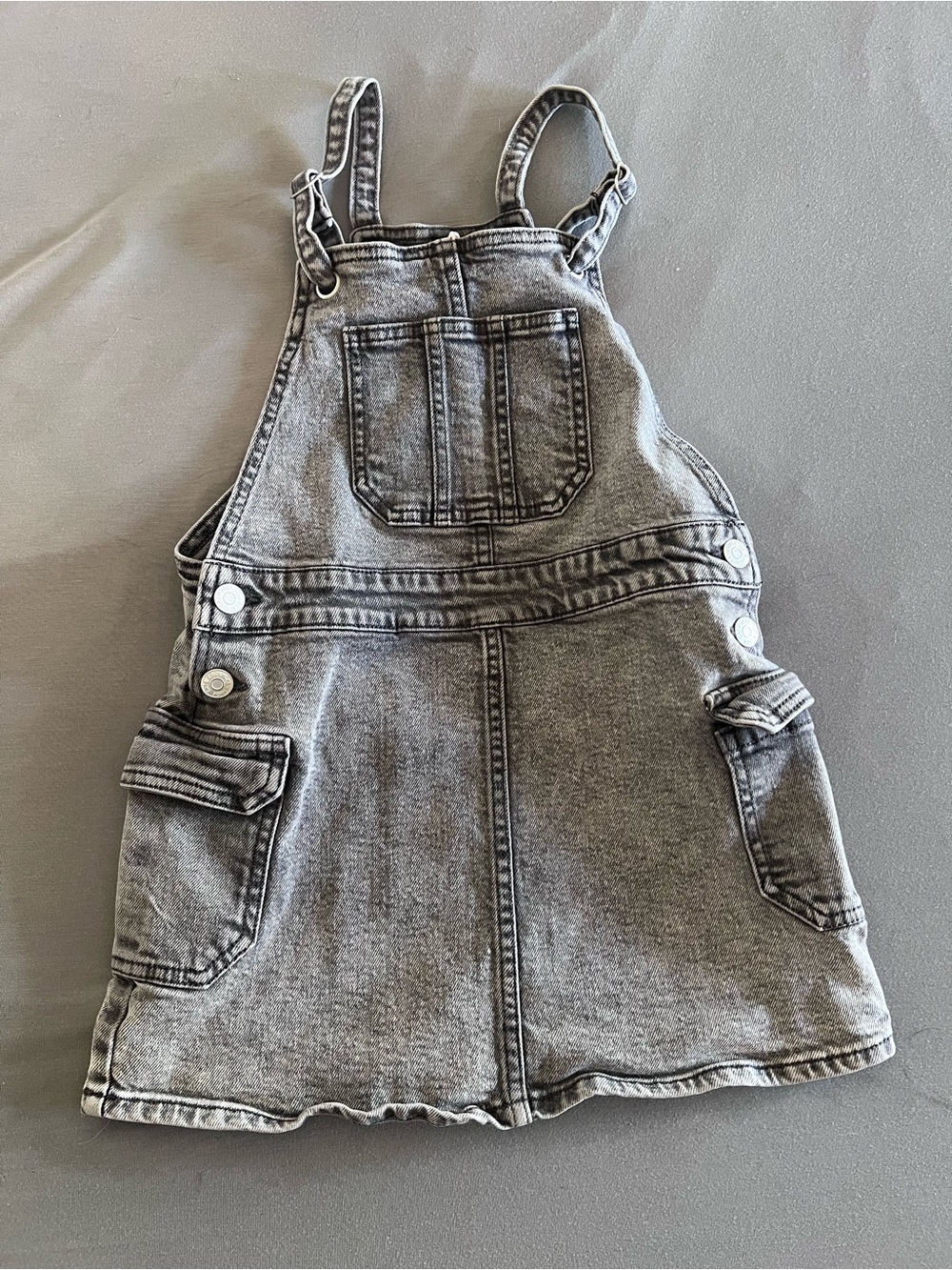 Girls Gray Denim Overall Dress- Adjustable Straps
